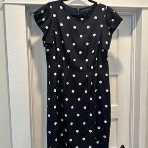 Banana Republic Short Sleeve Navy/Polka Dot Sheath Dress